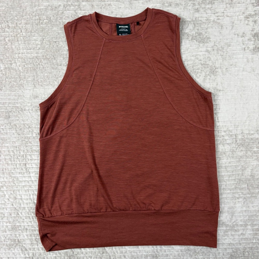 Prana Women XL Rust Brown Sleeveless Activewear‎ Tank Top 1968581 Banded Hem